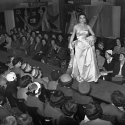 Fashion parade in Queens Hall 1950s CREDIT Part of the North Devon Journal Collection held at the North Devon Athenaeum